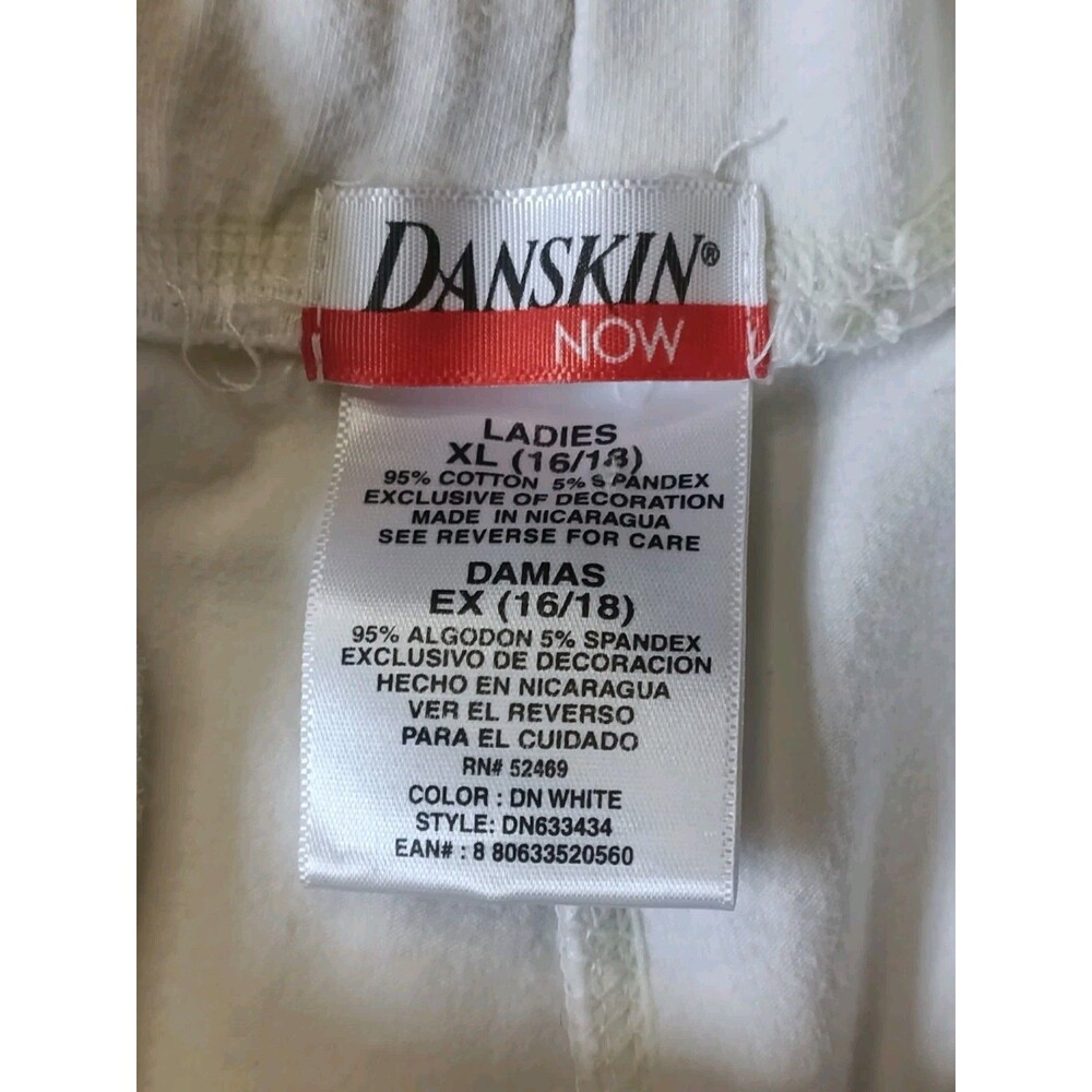 Danskin Solid White Elastic Waist Pull On Zipper Pockets Cropped Size XL (16-18) - Picture 11 of 11